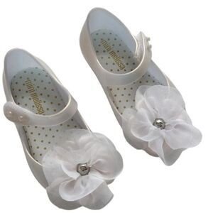 Mini Melissa Cream Dress Shoes with Floral Detail